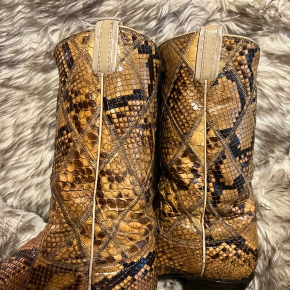 Tony Lama BLK Label Tan Full Snake Men's Boots NEW SOLES & HEELS Sz 9.5 D - Picture 9 of 16